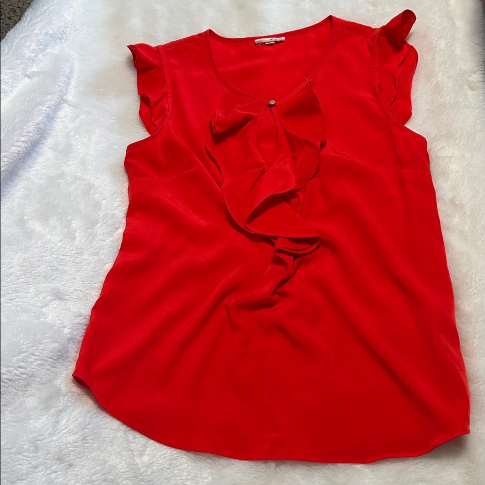 Red Ruffle Sleeve Top